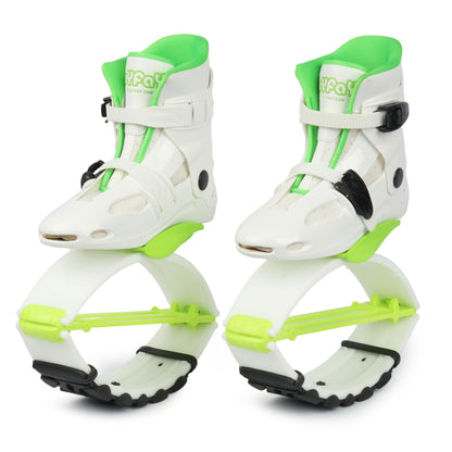 Joyfay Jump Shoes for Men Adults- Fitness Bouncing Shoes for Exercise and Fun - 2 Buckles (X-Large, Green/White)