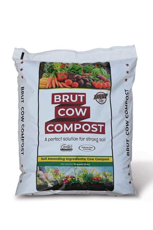 Brut Organic Cow Compost - 10 Quart - Nutrient-Rich Fertilizer for Thriving Gardens - Safe, Pure, and Effective