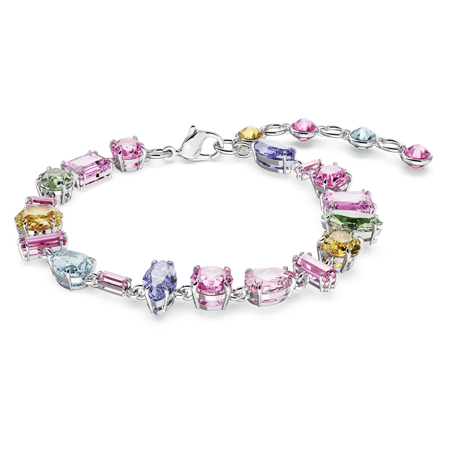 Swarovski Gema Soft Bracelet, Multicolored Crystals, Mixed Cuts, on Gold-Tone Finished Band, Part of the Swarovski Gema Collection