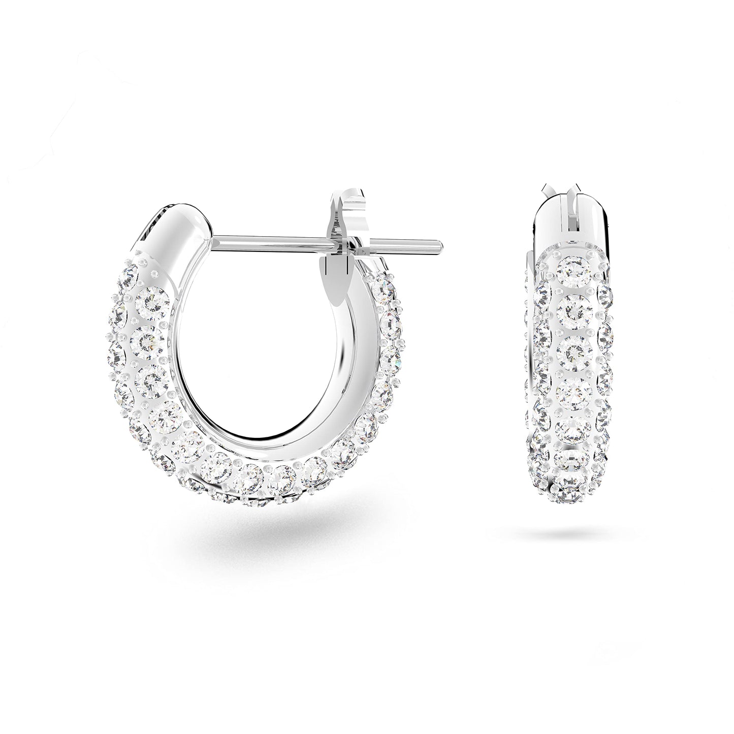 Swarovski Dextera Mini Hoop Women's Earrings, Clear Swarovski Crystals on a Rhodium Finished Setting with Lever Back Closure