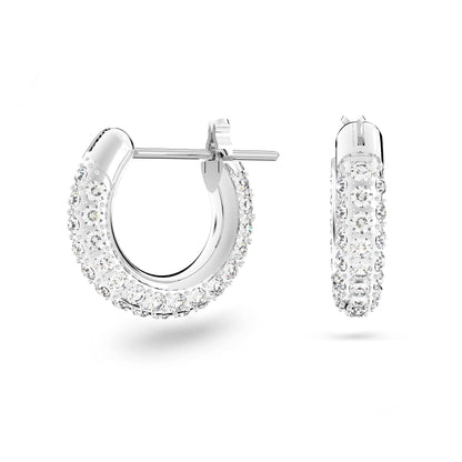 Swarovski Dextera Mini Hoop Women's Earrings, Clear Swarovski Crystals on a Rhodium Finished Setting with Lever Back Closure