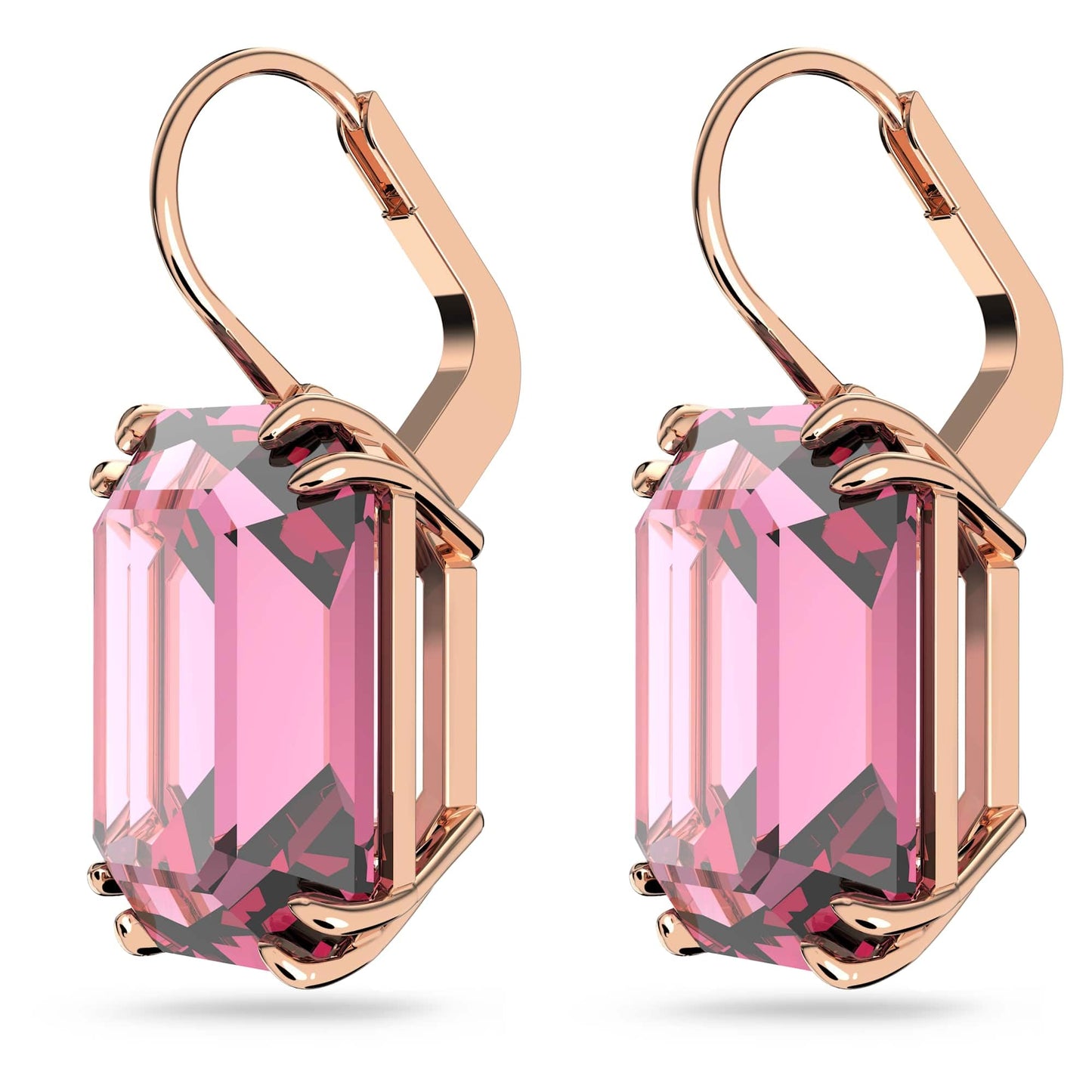 Swarovski Millenia Earrings, Octagon cut crystal, Pink, Rose-gold tone plated