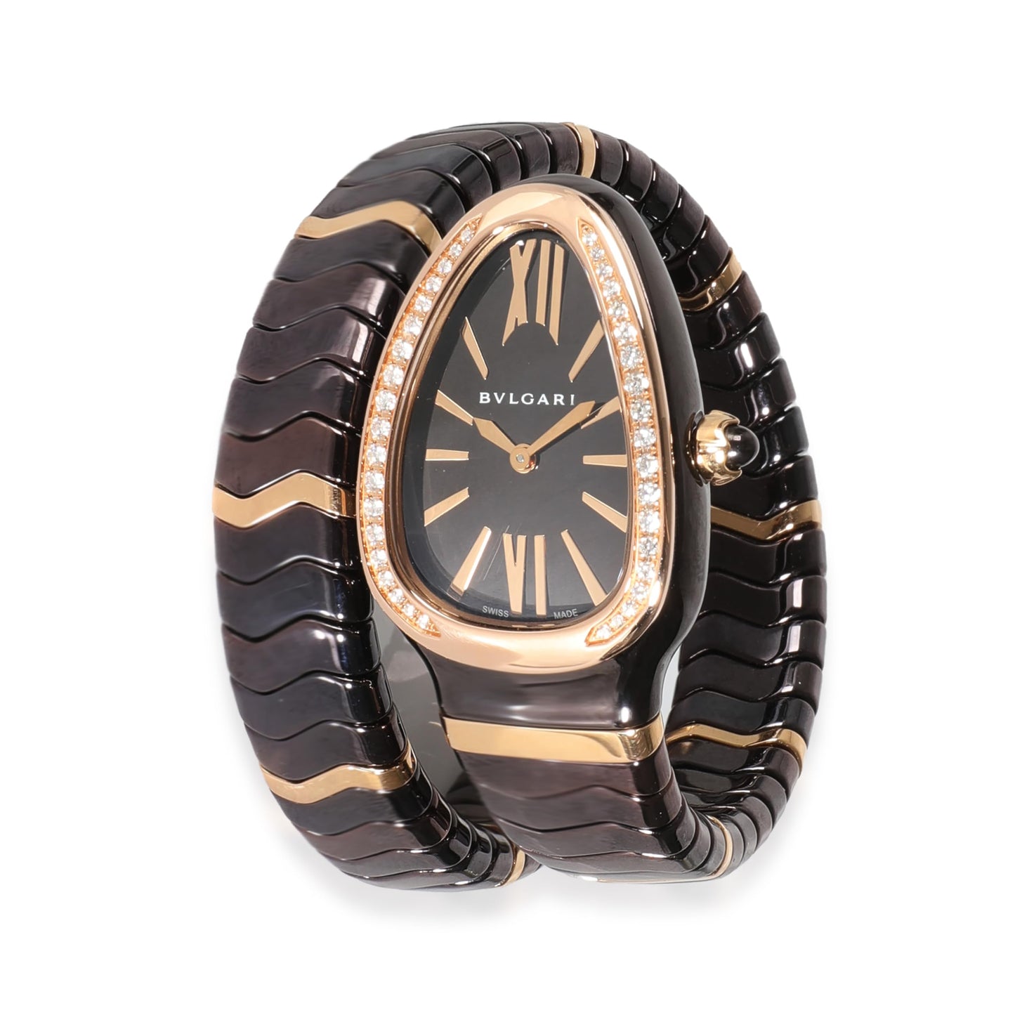 BVLGARI, Pre-Loved Serpenti Spiga Women's Watch in 18K Rose Gold/Ceramic,