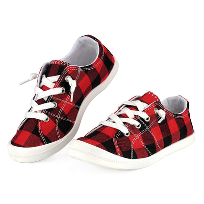 Women's Low Top Sneaker - Round Toe Comfort Casual Canvas Shoes Fashion Sneakers for Walking for Women Red Size 7-7.5