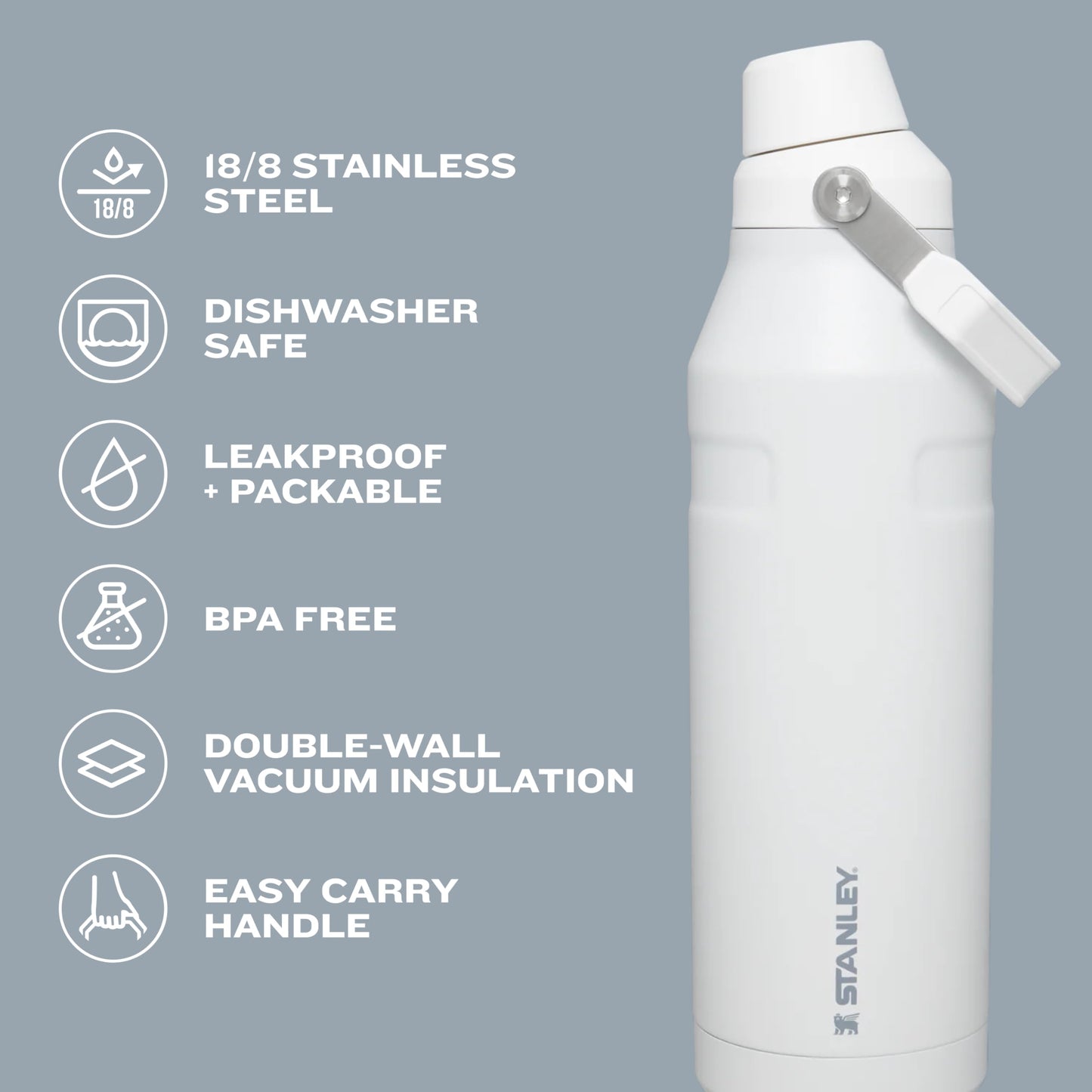 Stanley IceFlow Fast Flow Water Bottle 24 OZ | Angled Spout Lid | Lightweight & Leakproof for Travel & Gym | Insulated Stainless Steel | BPA-Free | Lilac