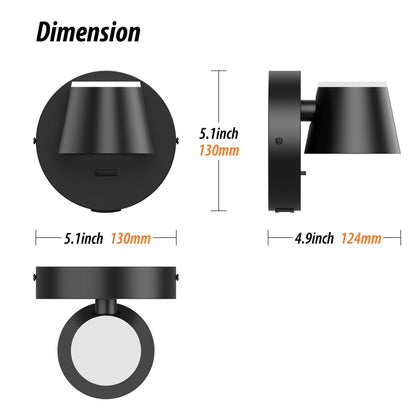 URSOLA Wall Light LED Wall Sconce with On/Off Switch USB Charging Port 110 Volt Hardwired Wall Lamp 350 Rotatable Up Down Sconces Wall Lighting (Black)