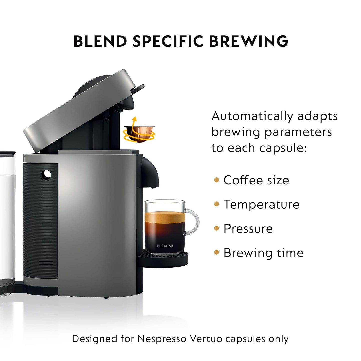 Nespresso Vertuo Plus Coffee and Espresso Maker by De'Longhi, Grey