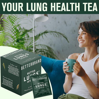 Betterbrand BetterLungs Detox Tea - 15 Herbal Tea Bags - Mullein Leaf, Ginseng, Elderberry, Ginger & Thyme for Lung Cleanse, Congestion Relief, Mucus Detox - Caffeine Free