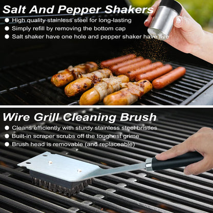 POLIGO 22PCS Heavy Duty BBQ Grill Accessories Set, Non-Slip Grill Tools for Outdoor Grill Set Thicker Stainless Steel Grill Utensils Set, Deluxe Grilling Tools Set in Aluminum Case Ideal Gifts for Men