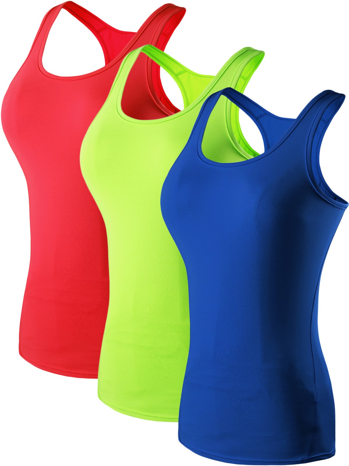 NELEUS Women's 3 Pack Compression Athletic Tank Top for Yoga Running,Green,Blue,Red,3XL