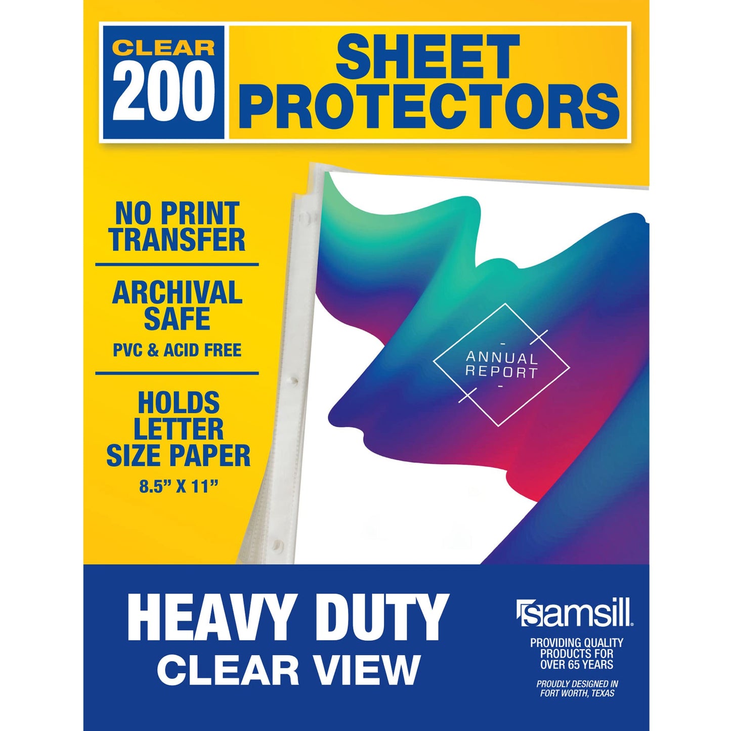 Samsill 200 Pack Heavy Duty Sheet Protectors, Crystal Clear, 8.5x11 Inch Page Protectors for 3 Ring Binder, Letter Size Protectors, Reinforced Holes, Clear Protector, Top Loading, Acid Free