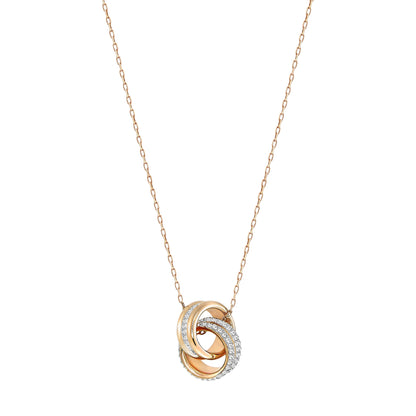 Swarovski Further Pendant, Pavé, Intertwined circles, White, Rose gold-tone Finished