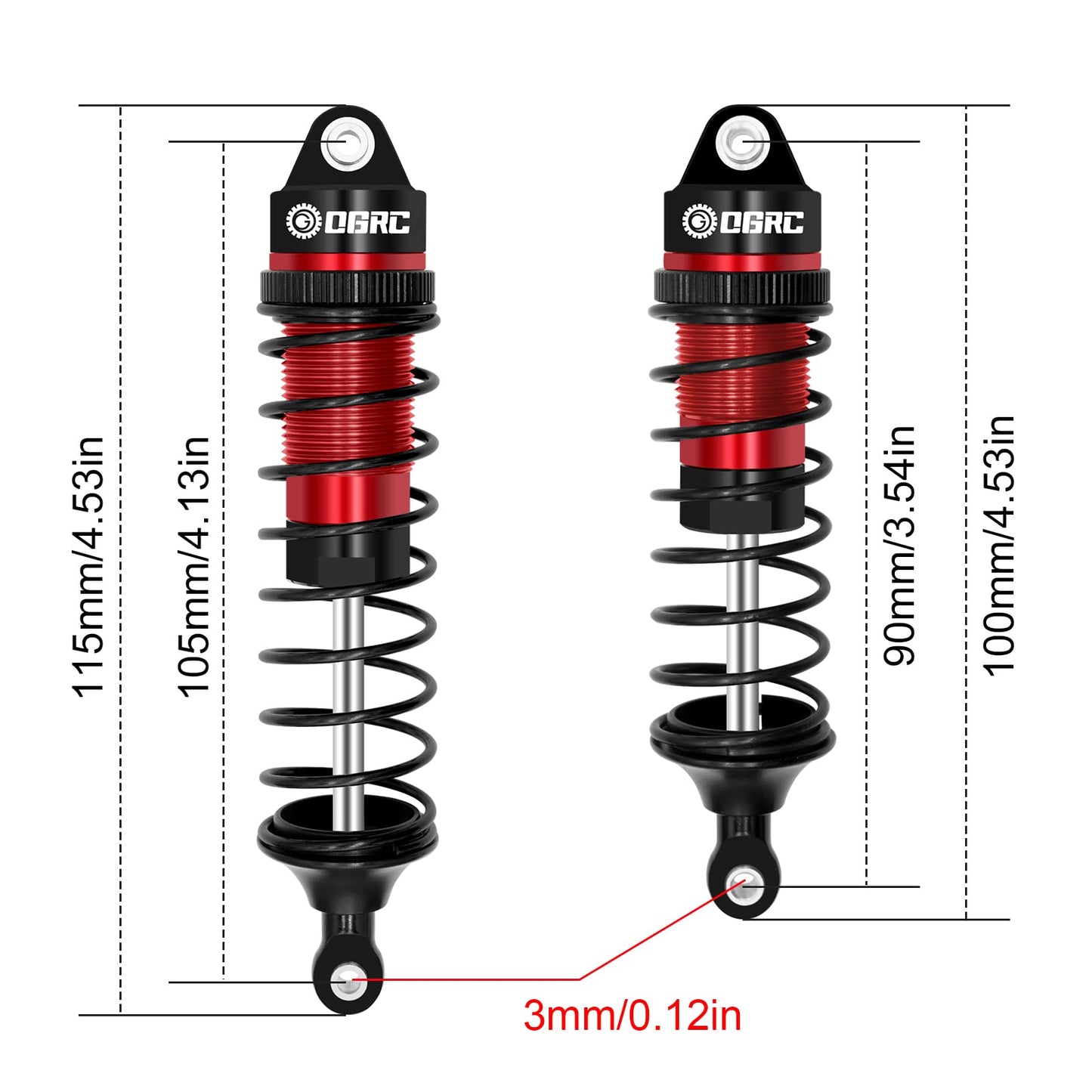 OGRC Oil Shock Absorber RC Shock Absorber Damper Set for 1/10 Traxxas Slash 2WD/4X4 Hoss Rustler 4X4 VXL Bandit Nitro Stampede Upgrades Replace of 5862 (Black Red)