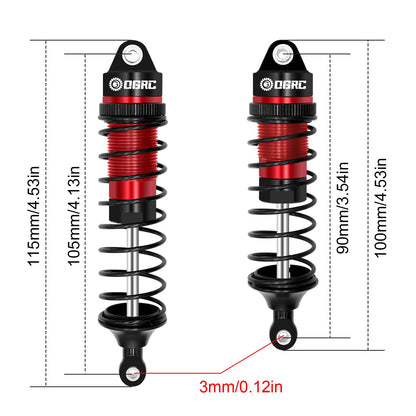 OGRC Oil Shock Absorber RC Shock Absorber Damper Set for 1/10 Traxxas Slash 2WD/4X4 Hoss Rustler 4X4 VXL Bandit Nitro Stampede Upgrades Replace of 5862 (Black Red)