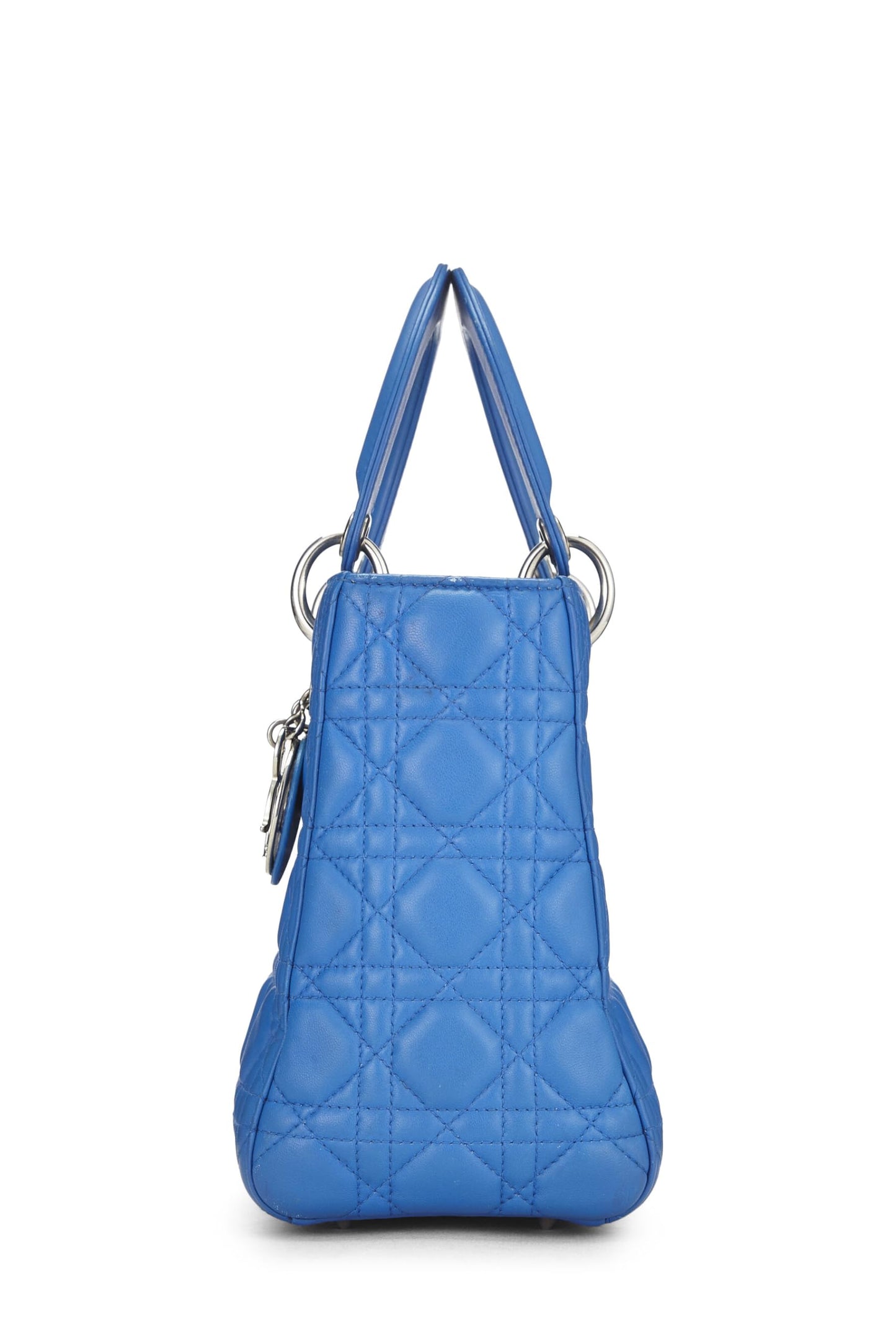 Dior, Pre-Loved Blue Cannage Quilted Lambskin Lady Dior Medium, Blue