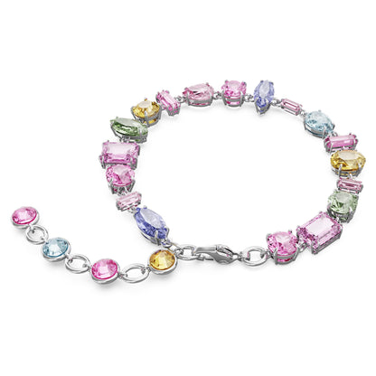 Swarovski Gema Soft Bracelet, Multicolored Crystals, Mixed Cuts, on Gold-Tone Finished Band, Part of the Swarovski Gema Collection