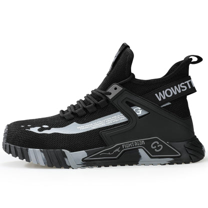 WOWSTICK Lightweight Work Safety Steel Toe Sneakers, Durable Breathable Light Construction Tennis Shoes, W27 Black 44