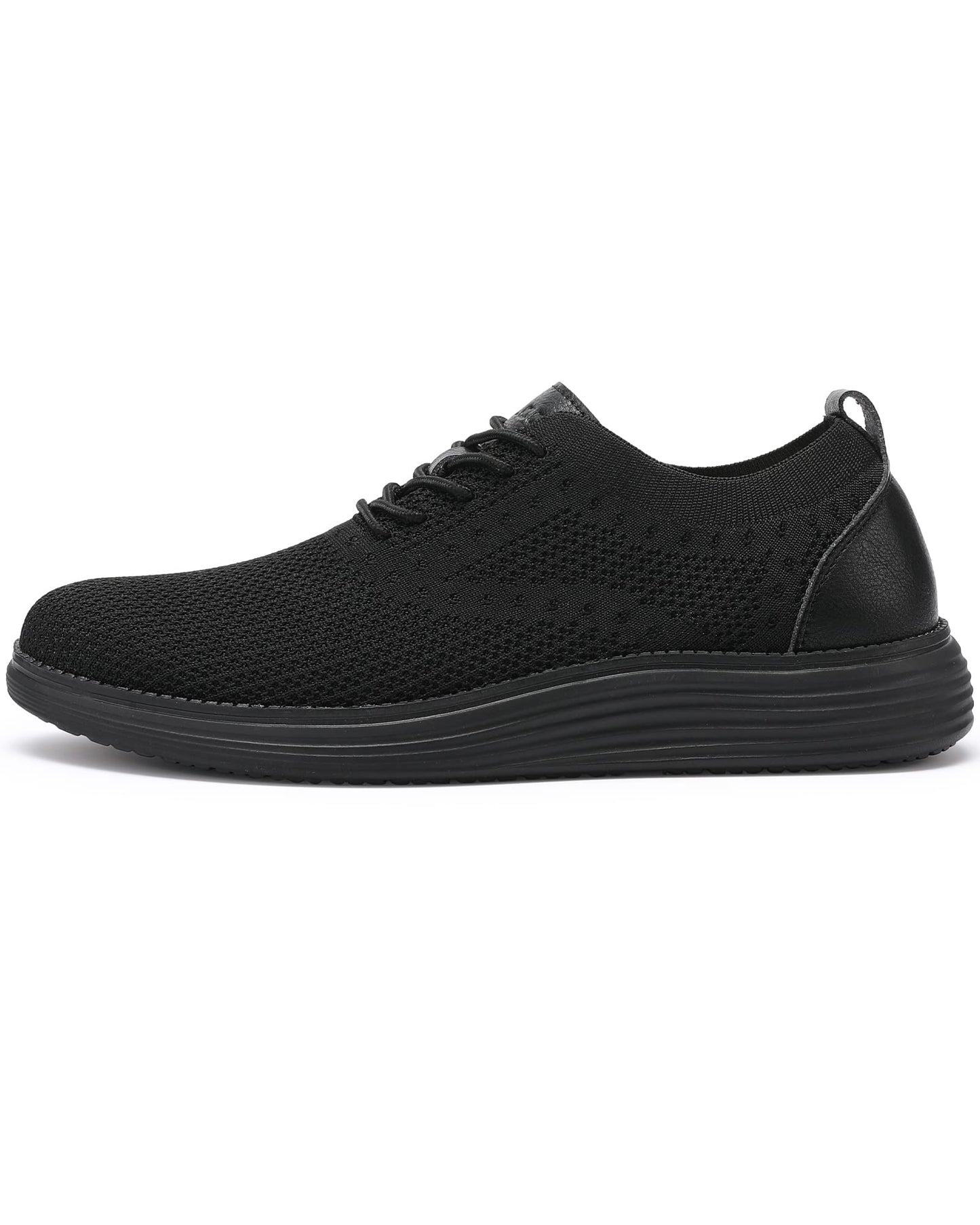 VILOCY Men's Casual Dress Sneakers Oxfords Business Shoes Lace Up Lightweight Comfortable Breathable Walking Knit Mesh Fashion Sneakers Tennis All Black,EU44