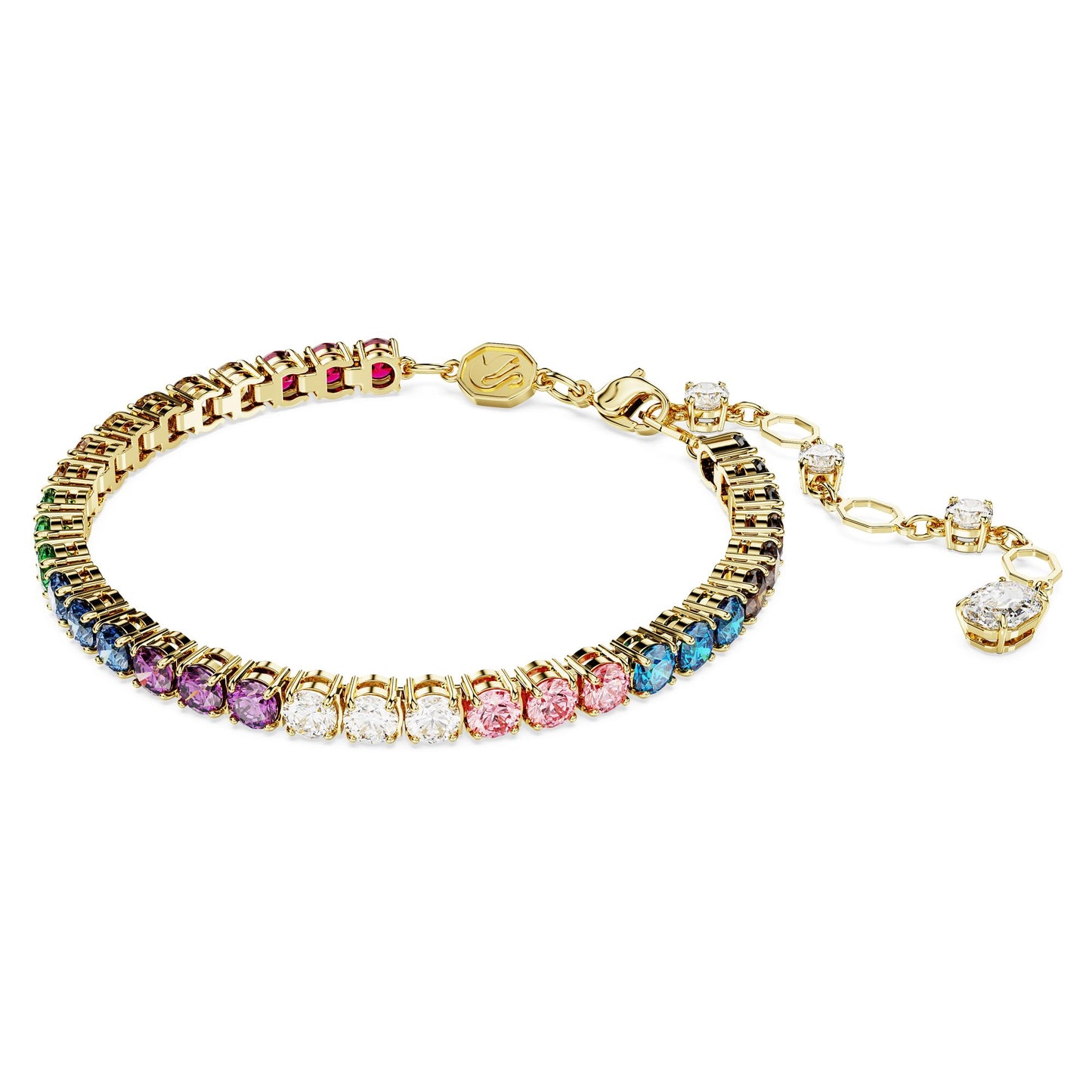 Swarovski Matrix Bracelet, Round cut, Multicolored, Gold-tone Finished