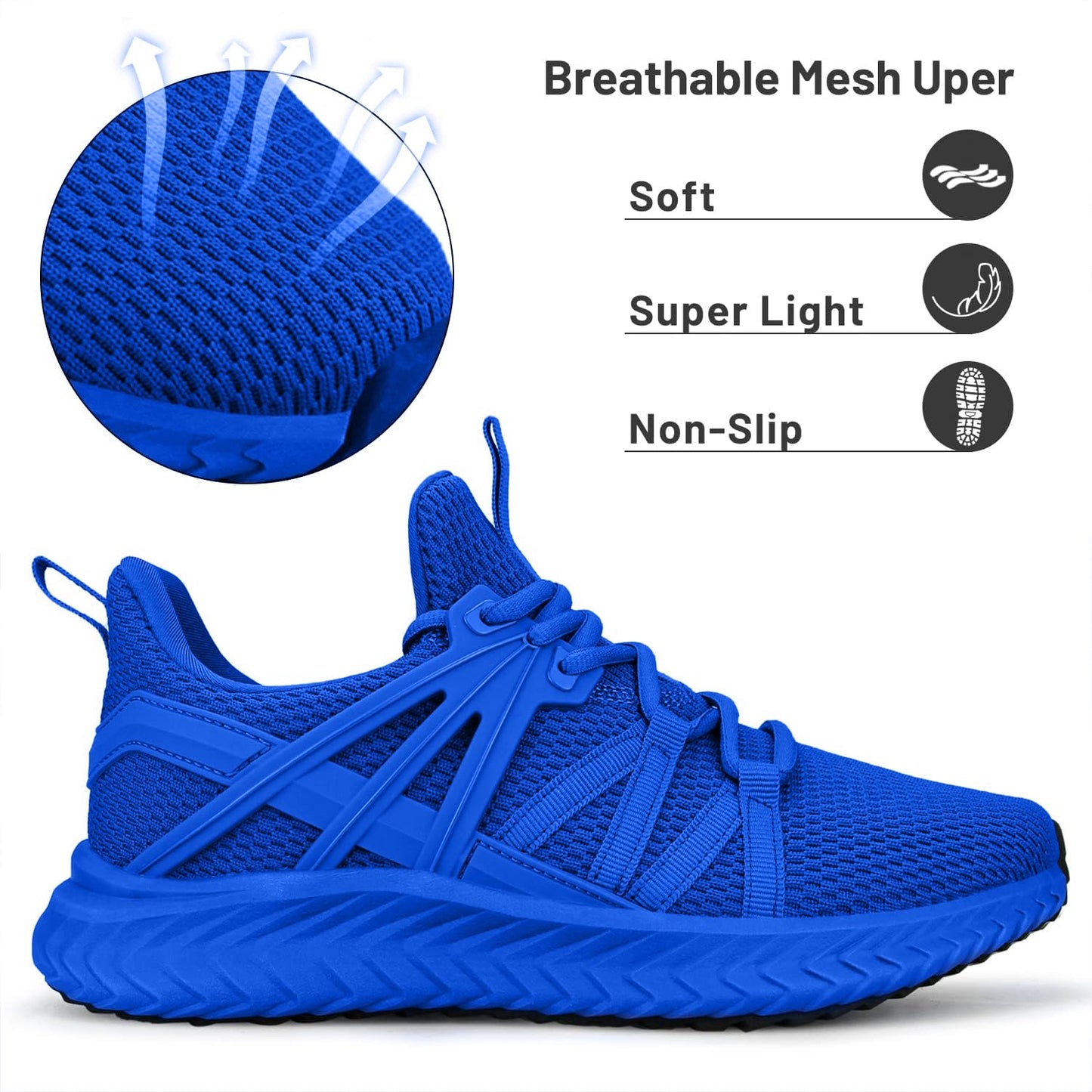 Abboos Workout Sneakers for Women Memory Foam Shoes Slip On Walking Tennis Sneaker Lightweight Gym Womens Sports Sneakers Sapphire Blue Size 9