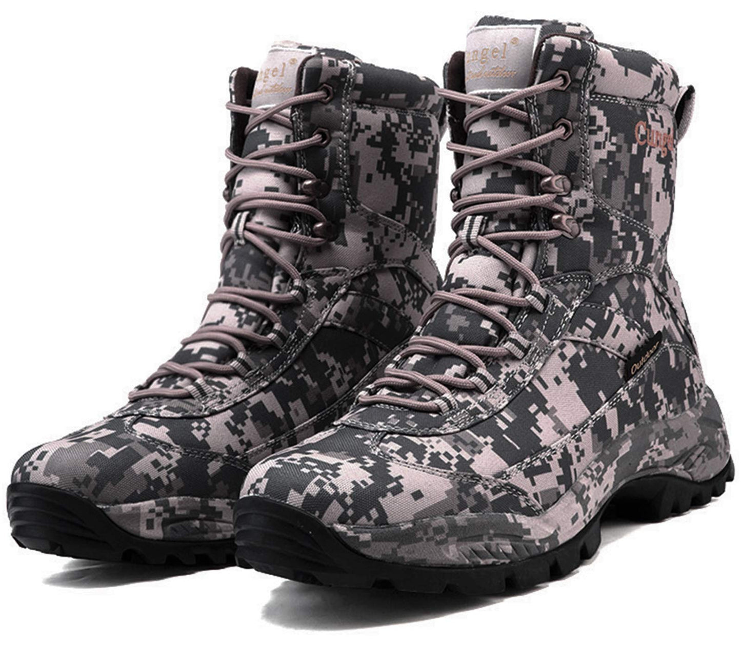 cungel Men's Camo Hunting-Boot Waterproof Hiking Boots Anti-slip Lightweight Breathable Durable Outdoor Shoes High-cut Fishing Climbing Working Trekking(digital camo,10.5)