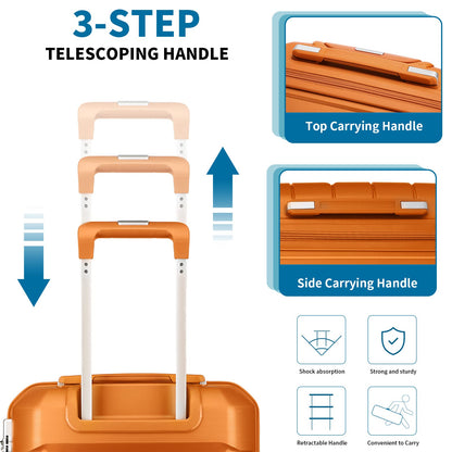 Somago 20-Inch Carry-On Suitcase with TSA Lock, Waterproof, Lightweight, Polypropylene, Sunset Orange, 5-Year Warranty