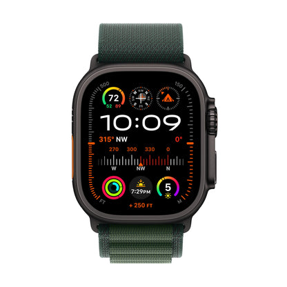 Apple Watch Ultra 2 [GPS + Cellular, 49mm] Black Titanium Case with Green Alpine Loop, M (Renewed)