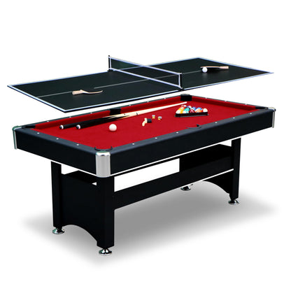 Hathaway Spartan 6 Ft Pool Table, with Ping Pong Multi Game Combo Tables for Family Recreation Game Rooms - Includes Billiard Balls, Cues, Paddles, Brush & More