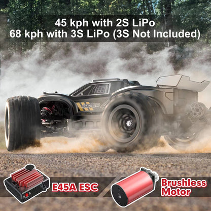 HYPER GO H16BM 1/16 RTR Brushless Fast RC Cars for Adults, Max 42mph Electric Off-Road RC Truck, High Speed RC Car 4X4 Remote Control Car with 2 Lipo Batteries for Adult, Compatible 3S Lipo