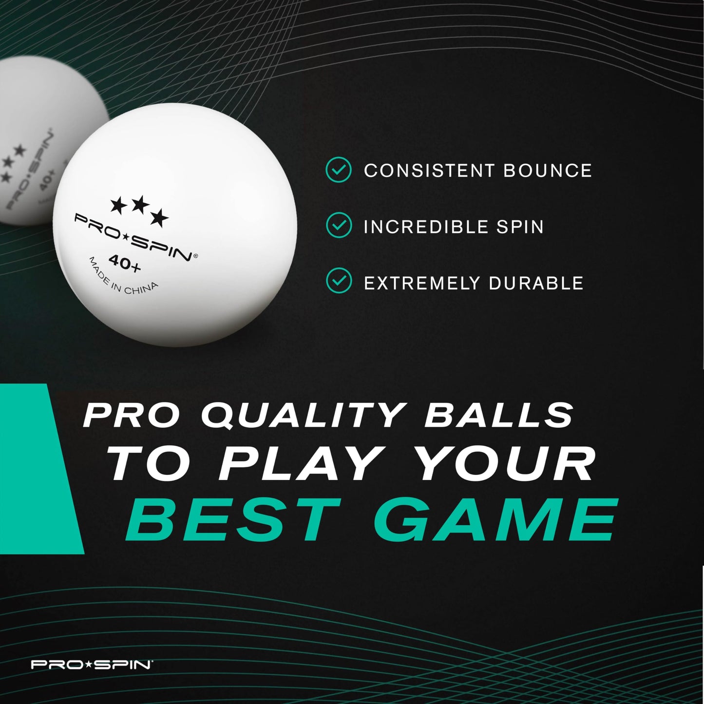 PRO SPIN Ping Pong Balls - 3-Star Premium White Table Tennis Balls | High-Performance 40+ ABS Professional Quality | Ultimate Durability for Indoor & Outdoor Ping Pong Tables (12-Pack)