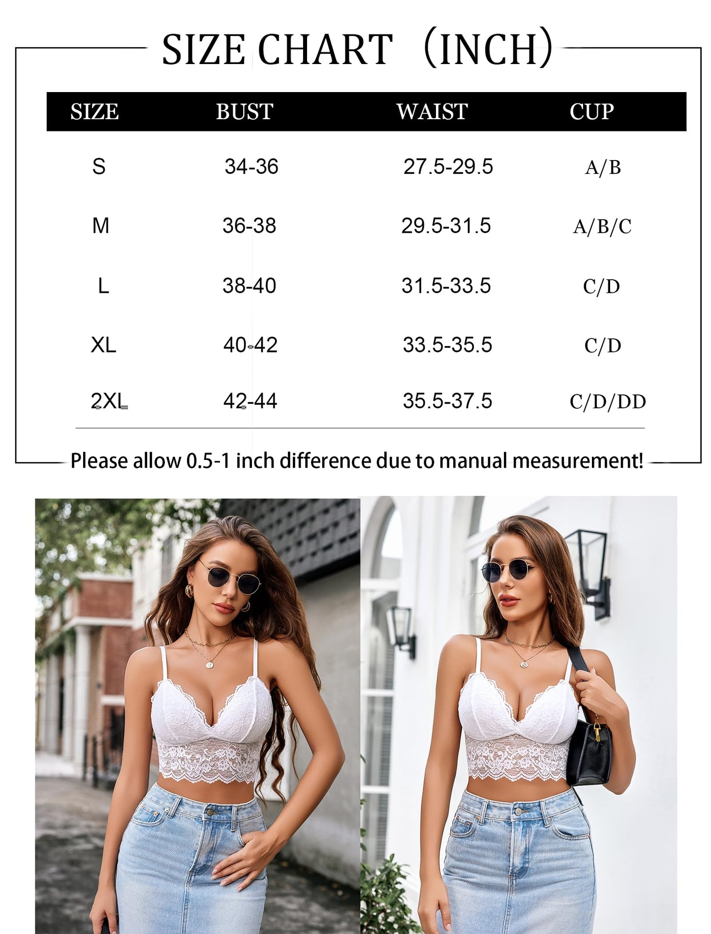 Avidlove Bralettes for Women White Camisole Tank Tops Lace Bra Lingerie V Neck Crop Y2k Top Basic Camisoles