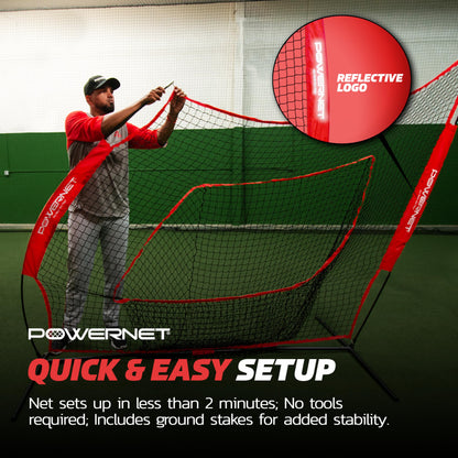 PowerNet Baseball Softball Practice Net 7x7 with Baseball Accessories for Practice Pitching & Batting, Ball Caddy, Weighted Baseballs, Tee (Red Net)