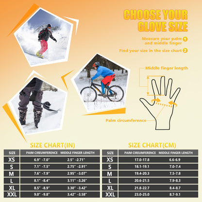 ihuan Winter Waterproof Ski Gloves Men Women, Snow Warm Cycling Cold Weather, Driving Biking Running