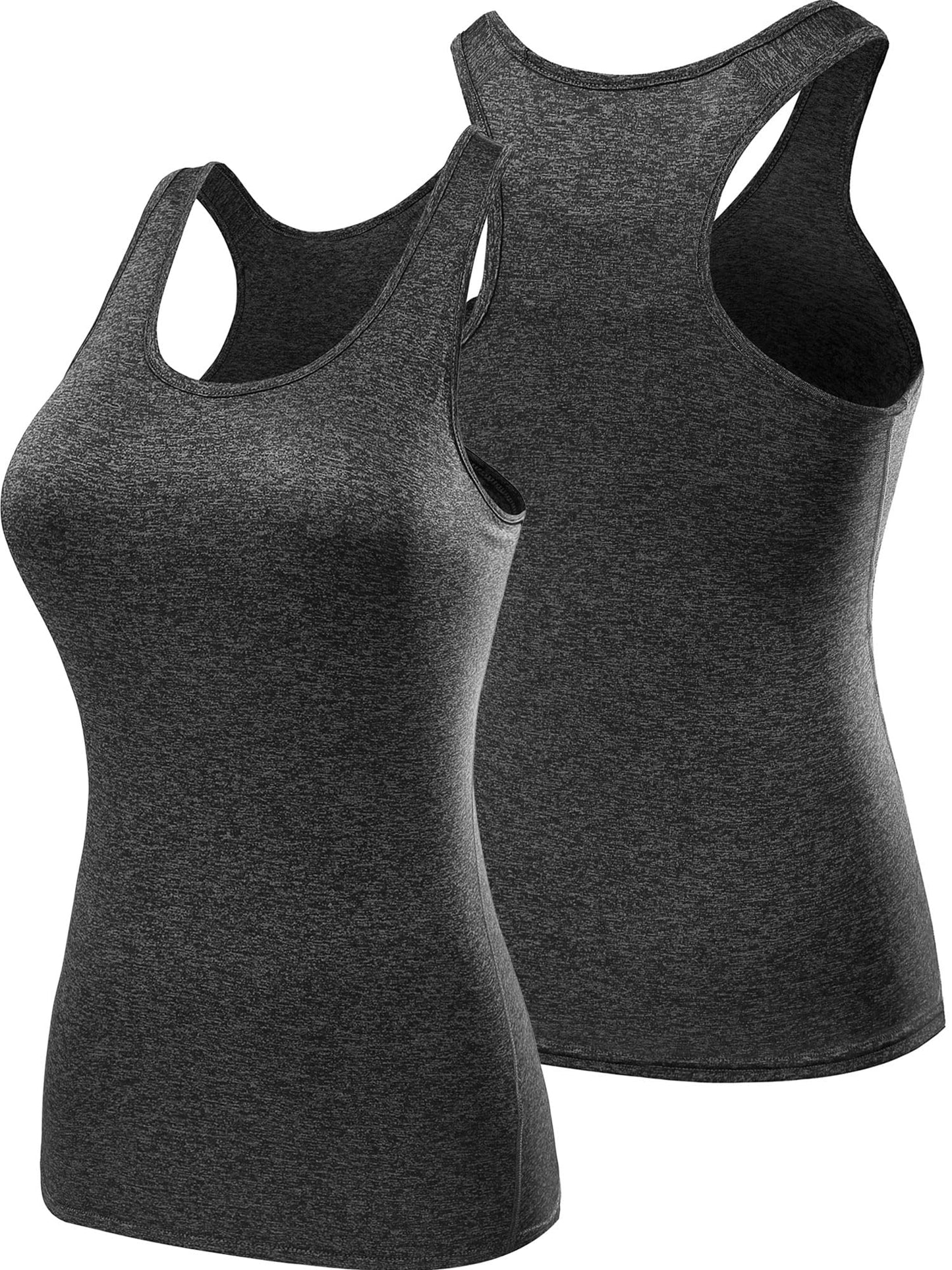 NELEUS Women's 3 Pack Compression Athletic Dry Fit Long Tank Top,Black,Grey,Blue,2XL