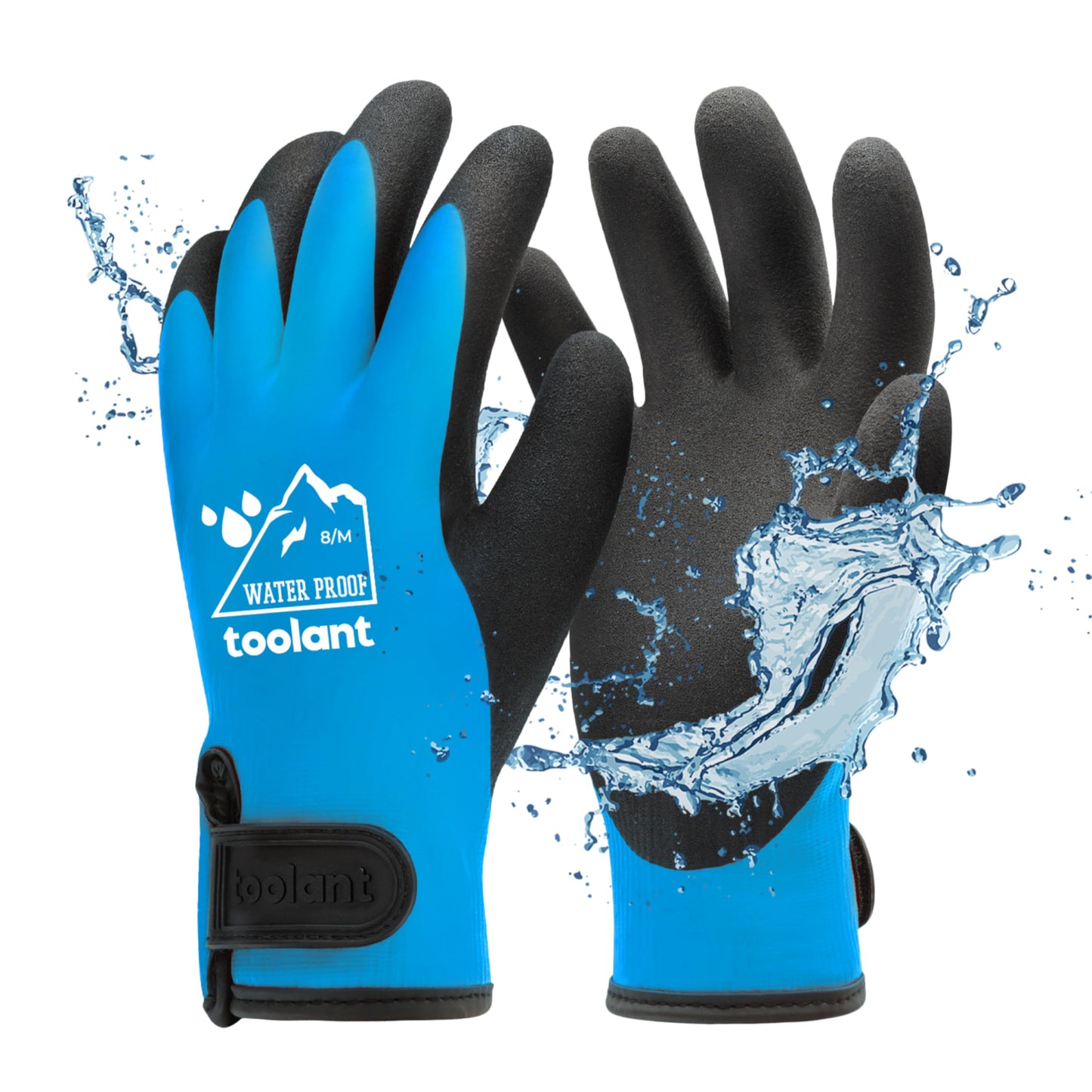 100% Waterproof Gloves for Men and Women, Winter Work Gloves for Cold Weather, Touchsreen, Thermal Insulated Freezer Gloves, With Grip, Blue, Medium