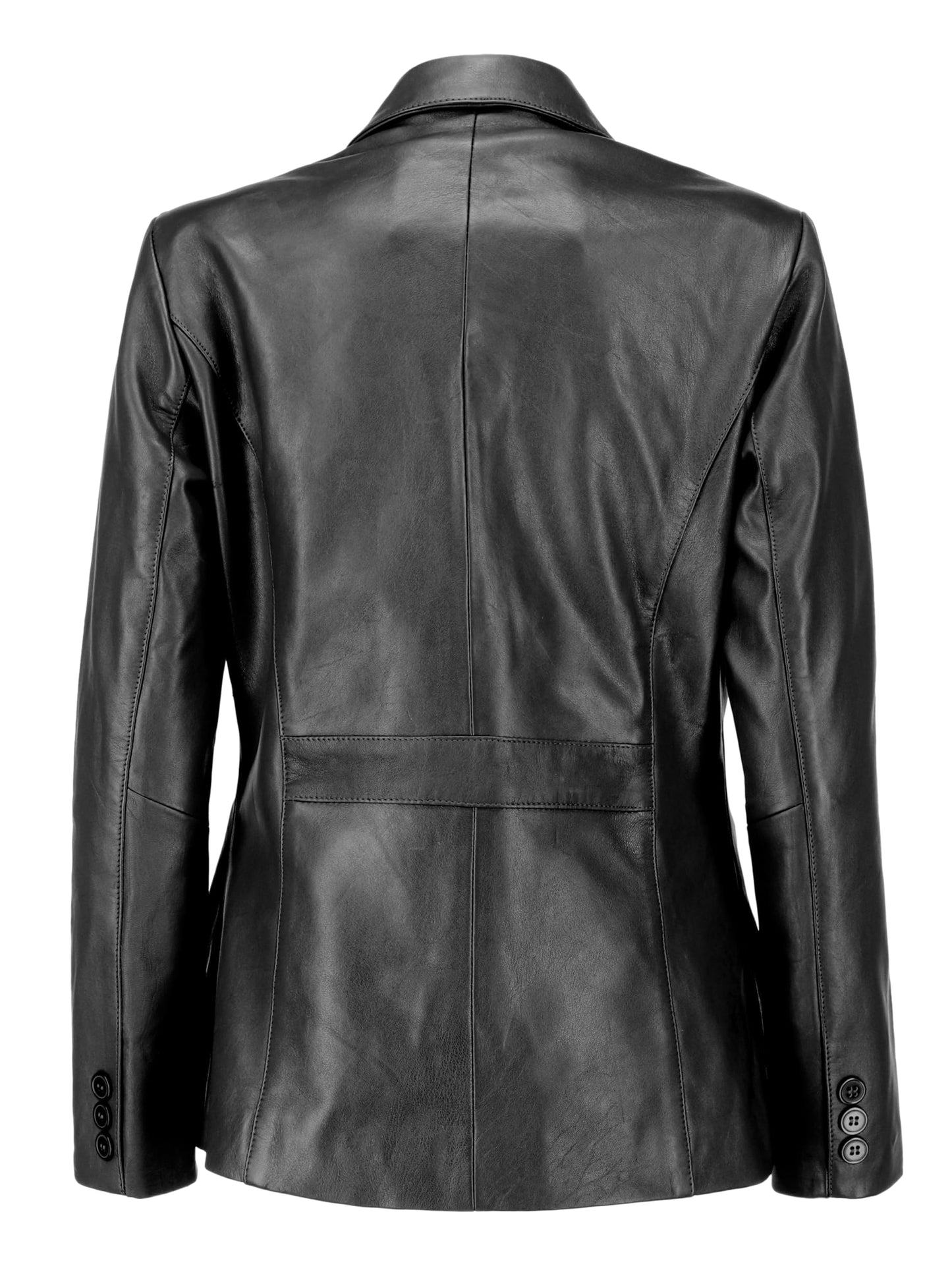 Jild Classic 2-Button Lambskin Leather Blazer Women - Casual Coat Long Sleeves Suit Style Leather Jacket Women (LC-BLK-XL)