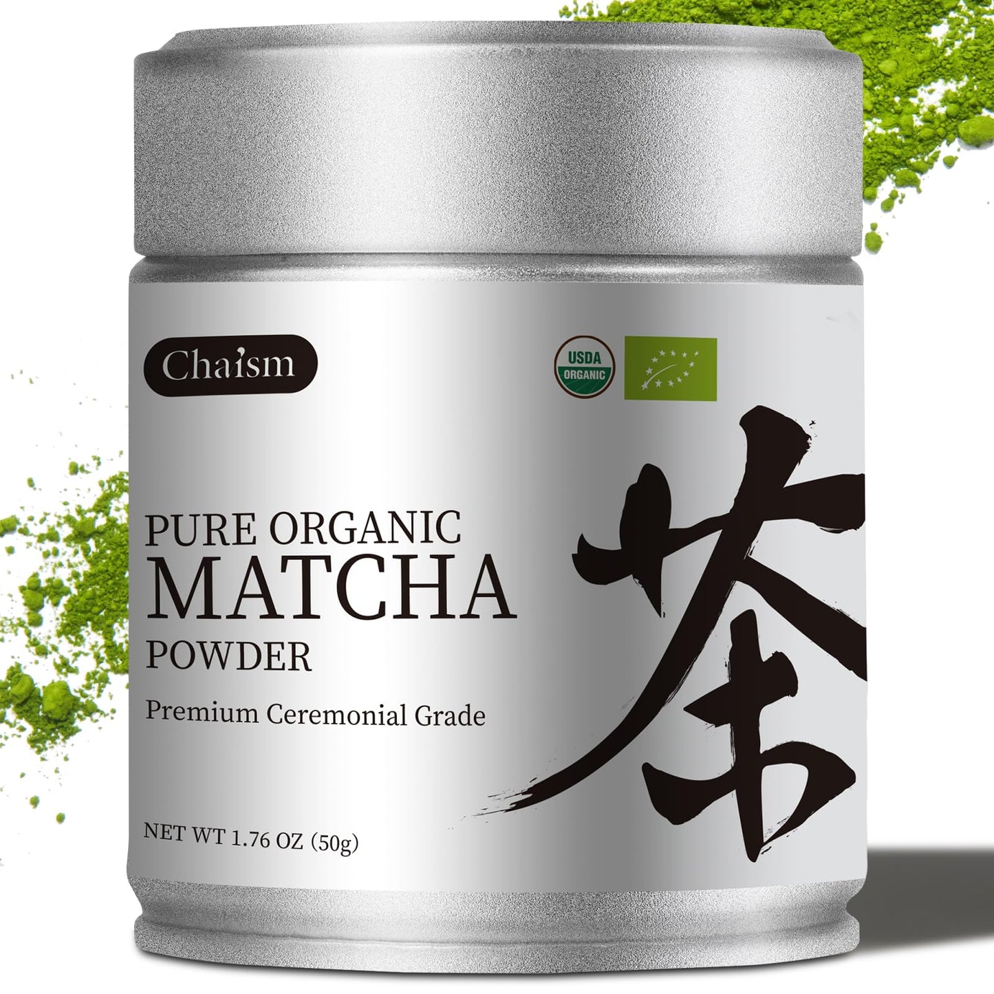 Chaism Ceremonial Grade Matcha Green Tea Powder - Premium First Harvest USDA Organic Gluten-Free Vegan, 100% Pure Unsweetened No Additives, 1.76oz Tin