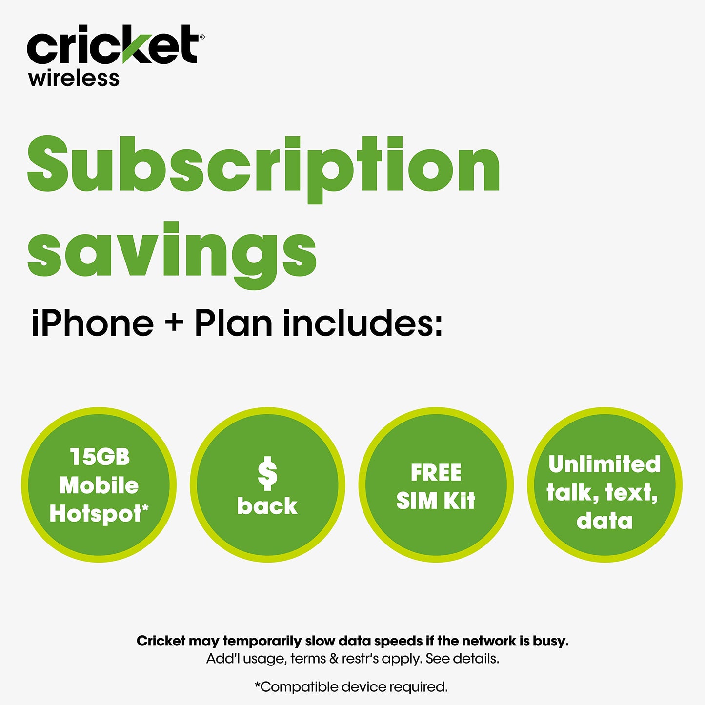 Apple iPhone 11 [128GB, Purple] + Carrier Subscription [Cricket Wireless]