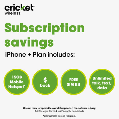 Apple iPhone 11 [128GB, Purple] + Carrier Subscription [Cricket Wireless]