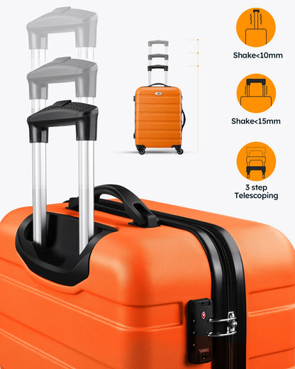 Suitour Luggage 3 Piece Sets Hard Shell Luggage Set with Spinner Wheels, TSA Lock, 20 24 28 inch Travel Suitcase Sets, Orange