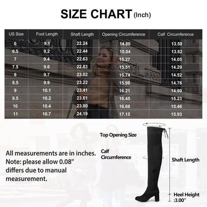 Vepose Women's Thigh High Over The Knee Boots, 3" Inch Block Chunky Heel Fashion Boot for Lady, 992 - Suede Black, Size 7 US (CJY992 Black 07)