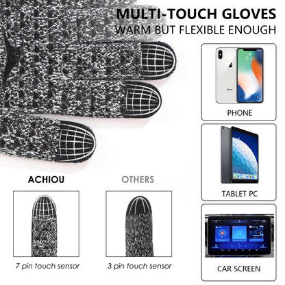 Achiou Winter Gloves, Glove for Men Women, Upgraded Touch Screen Texting Warm Running with Thermal Soft Knit Lining