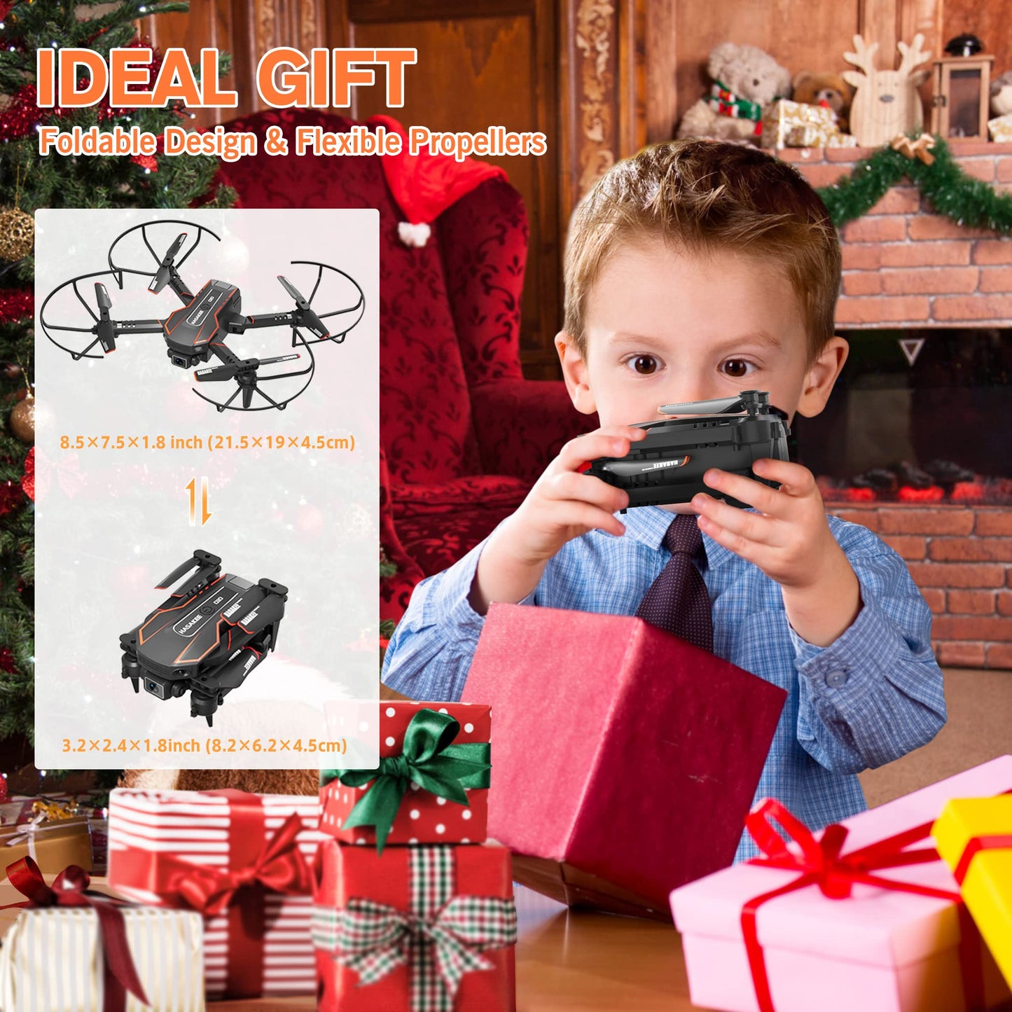 AVIALOGIC Mini Drone with Camera for Kids, Remote Control Helicopter Toys Gifts for Boys Girls, FPV RC Quadcopter with 1080P HD Live Video Camera, Altitude Hold, Gravity Control, 2 Batteries, Black