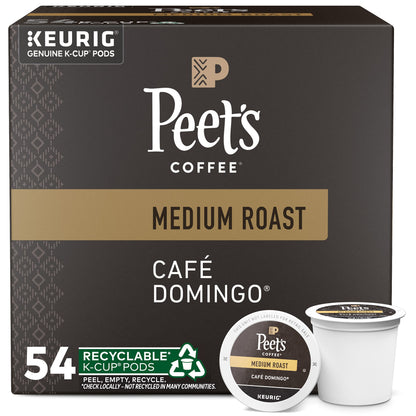 Peet's Coffee, Medium Roast Keurig K-Cup Pods - Café Domingo, 54 Count