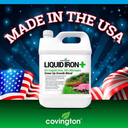 Chelated Liquid Iron +Plus Concentrate Blend, Liquid Iron for Lawns, Plants, Shrubs, and Trees Stunted or Growth and Discoloration Issues – Solve Iron Deficiency and Root Problems – (32 oz.) USA Made