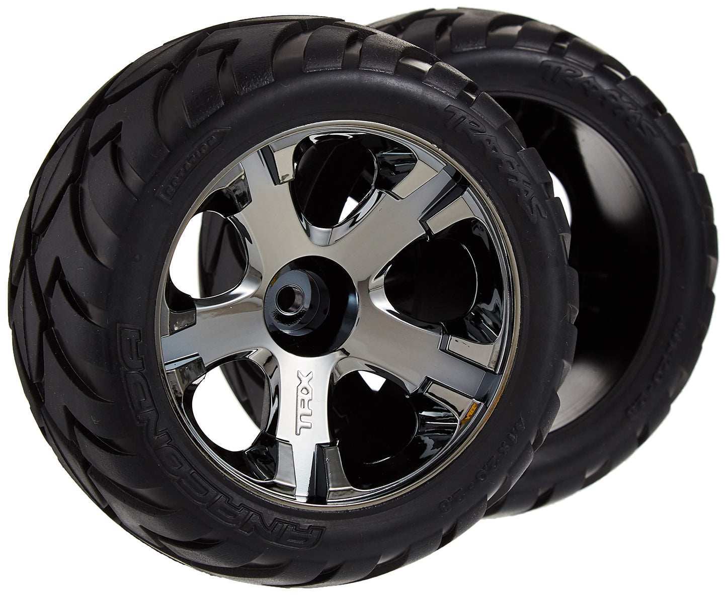 Traxxas 3776A Anaconda 2.8" Tires Assembled on All-Star Black-Chrome Wheels