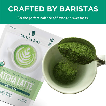 Jade Leaf Matcha Organic Café Style Sweetened Matcha Latte Premium Barista Crafted Mix - Original - Authentically Japanese (5.3 Ounce Pouch)