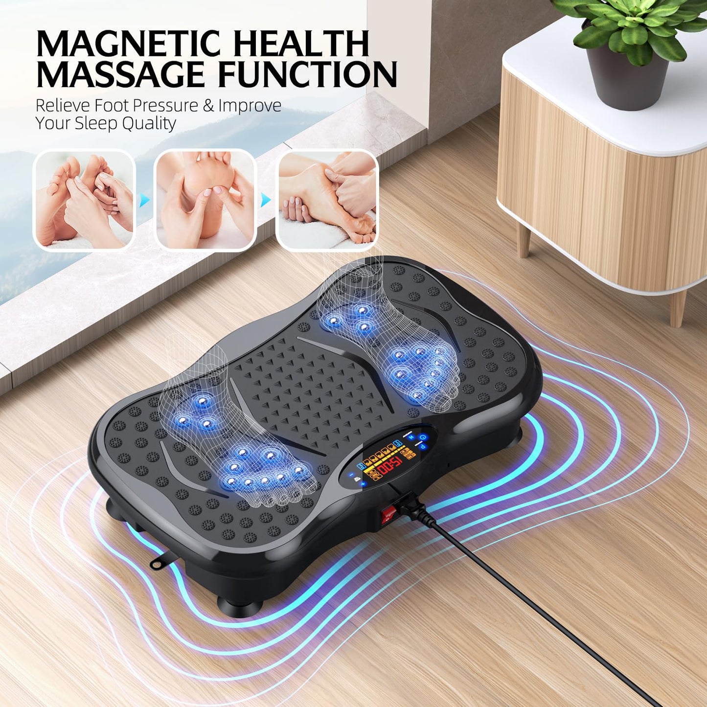 Vibration Plate Exercise Machine,Whole Body Vibration Plate Machine Vibration Plate for Lymphatic Drainage,Body Vibration Exercise Machine,Shaping Wellness Home Gyms Workout.