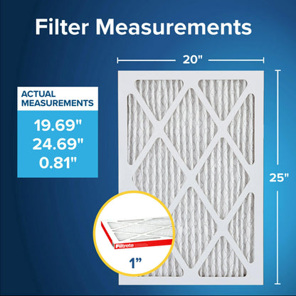 Filtrete 20x25x1 AC Furnace Air Filter, MERV 11, MPR 1000, Micro Allergen Defense, 3-Month Pleated 1-Inch Electrostatic Air Cleaning Filter, 2 Pack (Actual Size 19.688 x 24.688 x 0.84 in)