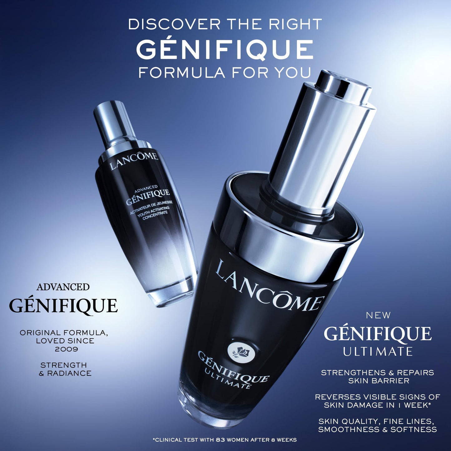 Lancôme Génifique Ultimate Dual Recovery Face Serum- Anti-Aging Serum Visibly Improves Fine Lines, Rough Texture, Plumpness and Even Skintone - with Beta Glucan and, Hyaluronic Acid - 0.67 Fl Oz